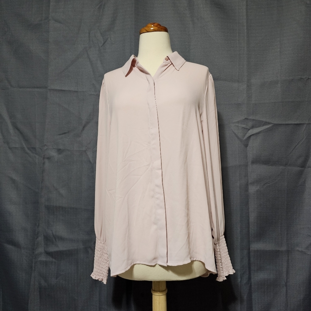 Express Pink Blouse Smocked Cuff M